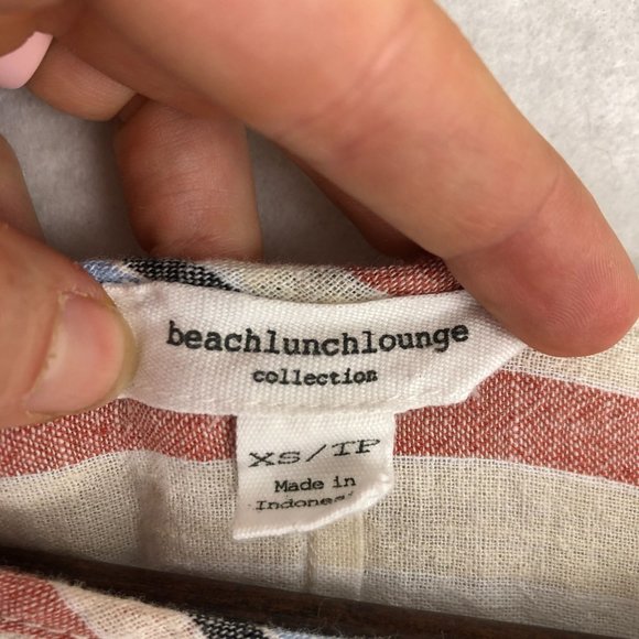 BeachLunchLounge Women's Size XS Multicolor Striped Linen Blend Top Oversized - Picture 7 of 9